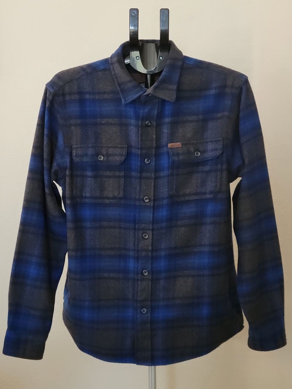 Orvis Big Bear Heavy Flannel Shirt Jacket Small Blue Grey Plaid Shacket Pockets